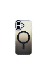 iPhone 17 Kılıf M-safe Şarj Özellikli Transparan Renk Geçişli SEKO Toros Kapak - Rose Gold Mavi