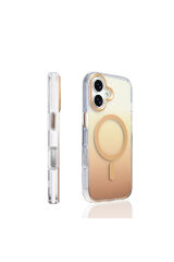 iPhone 17 Kılıf M-safe Şarj Özellikli Transparan Renk Geçişli SEKO Toros Kapak - Rose Gold Siyah