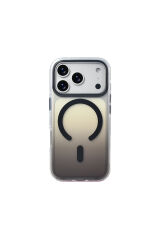 iPhone 17 Pro Kılıf M-safe Şarj Özellikli Transparan Renk Geçişli Zore Toros Kapak - Siyah Altın
