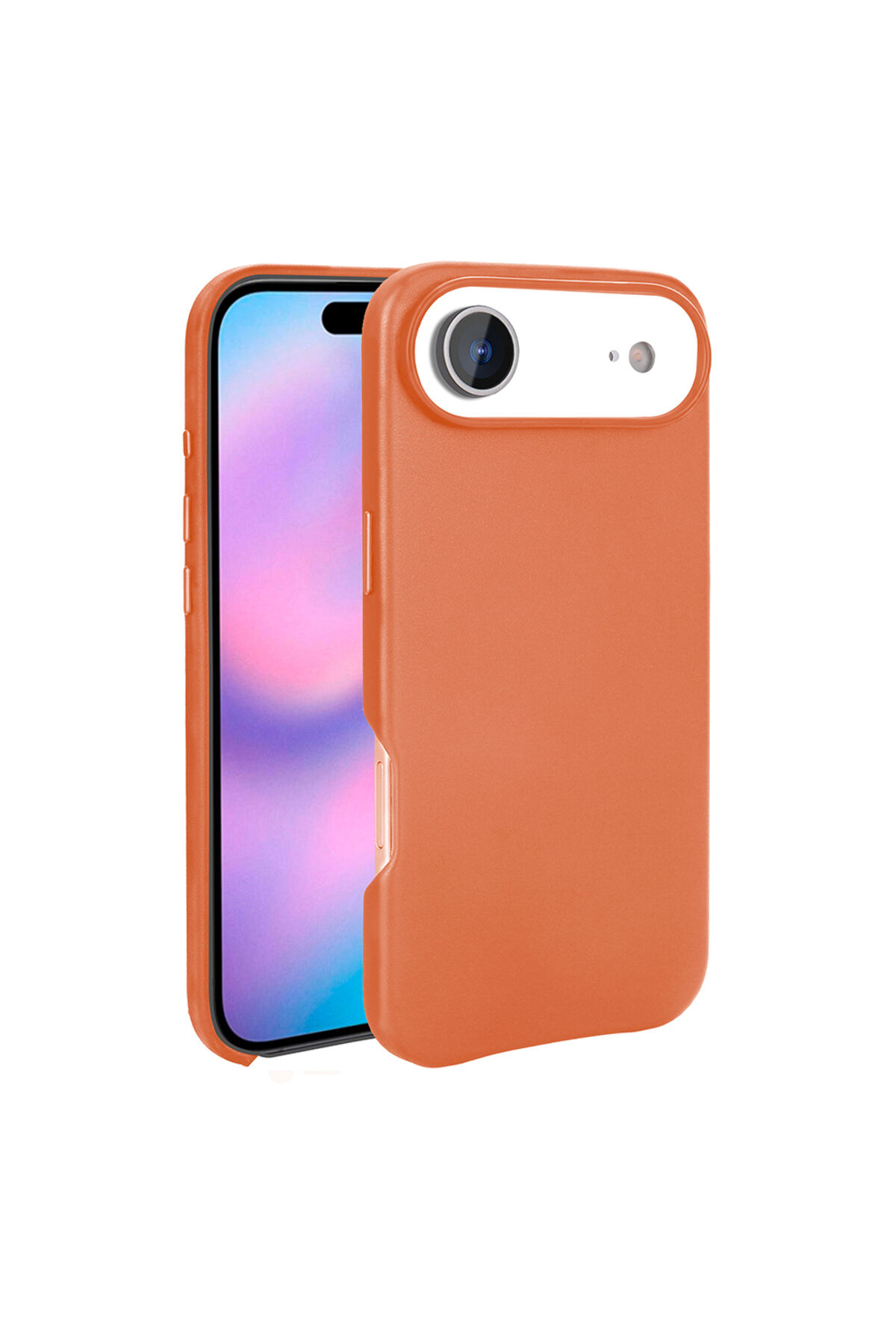 iPhone 17 Air Kılıf M-safe Şarj Özellikli PU Deri Görünümlü Zore Kupra Kapak - Turuncu Turuncu