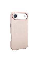 iPhone 17 Air Kılıf M-safe Şarj Özellikli PU Deri Görünümlü Zore Kupra Kapak - Turuncu Pembe