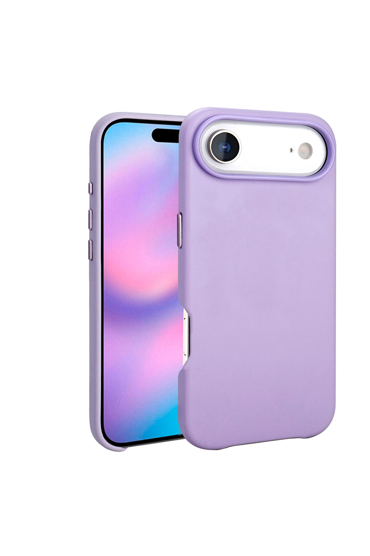 iPhone 17 Air Kılıf M-safe Şarj Özellikli PU Deri Görünümlü Zore Kupra Kapak - Turuncu Mor