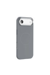 iPhone 17 Air Kılıf M-Safe Şarj Özellikli Metal Kamera Çerçeveli Zore Edi Silikon Kapak - Rose Gold Gri