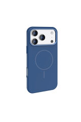 iPhone 17 Pro Kılıf M-Safe Şarj Özellikli Metal Kamera Çerçeveli Zore Edi Silikon Kapak - Turuncu Lacivert