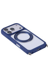 iPhone 17 Pro Kılıf M-Safe Şarj Özellikli Standlı Zore Piza Silikon Kapak - Siyah Turuncu