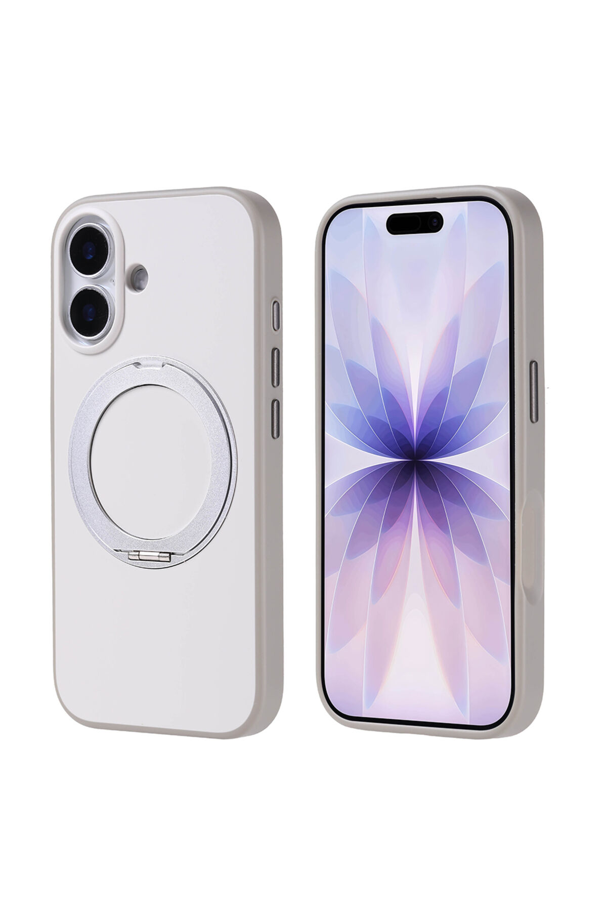 iPhone 17 Kılıf M-Safe Şarj Özellikli Standlı SEKO Proton Silikon Kapak - Gri Gri