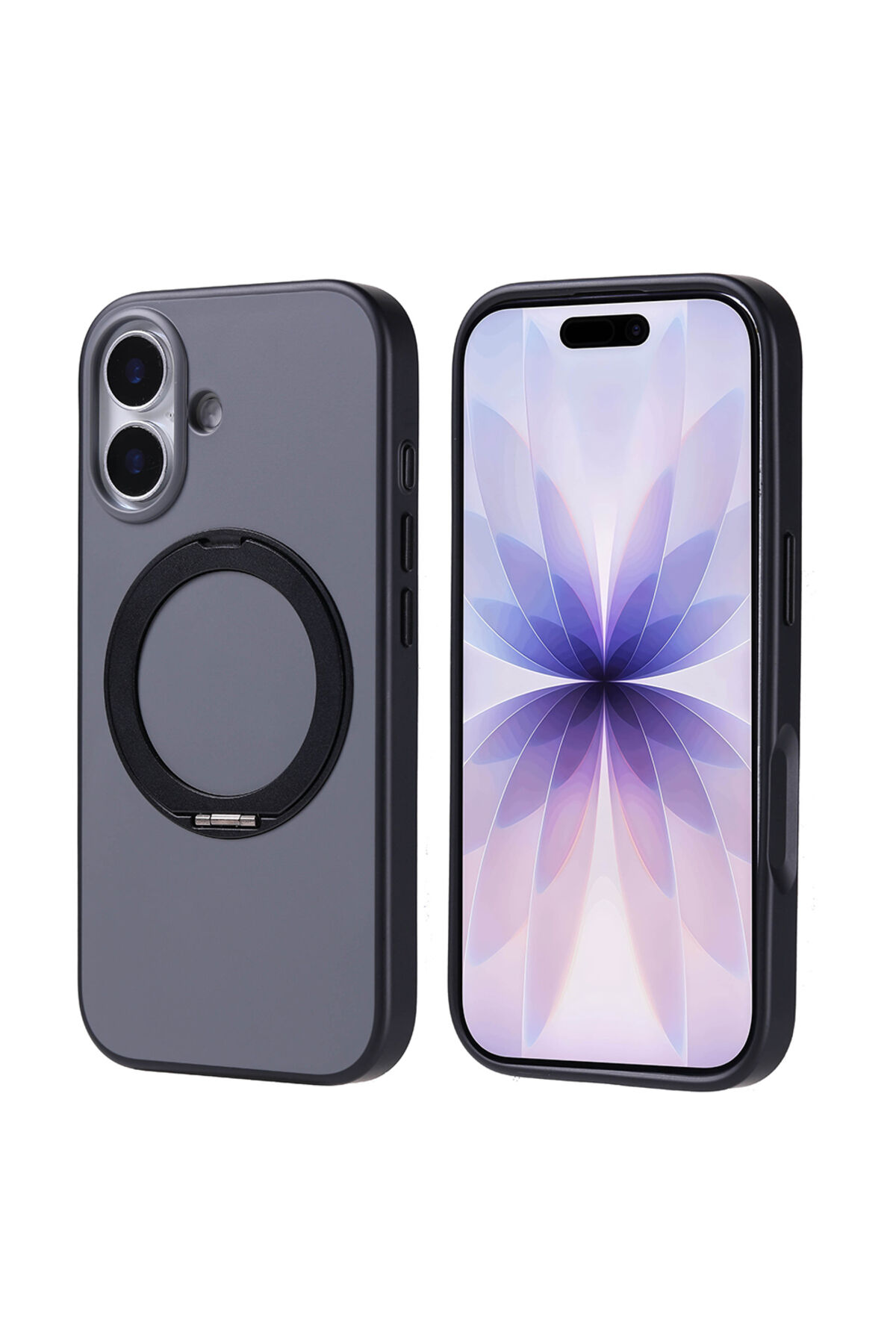 iPhone 17 Kılıf M-Safe Şarj Özellikli Standlı SEKO Proton Silikon Kapak - Gri Lacivert