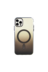 iPhone 16 Pro Kılıf M-safe Şarj Özellikli Transparan Renk Geçişli Zore Toros Kapak - Siyah Gri
