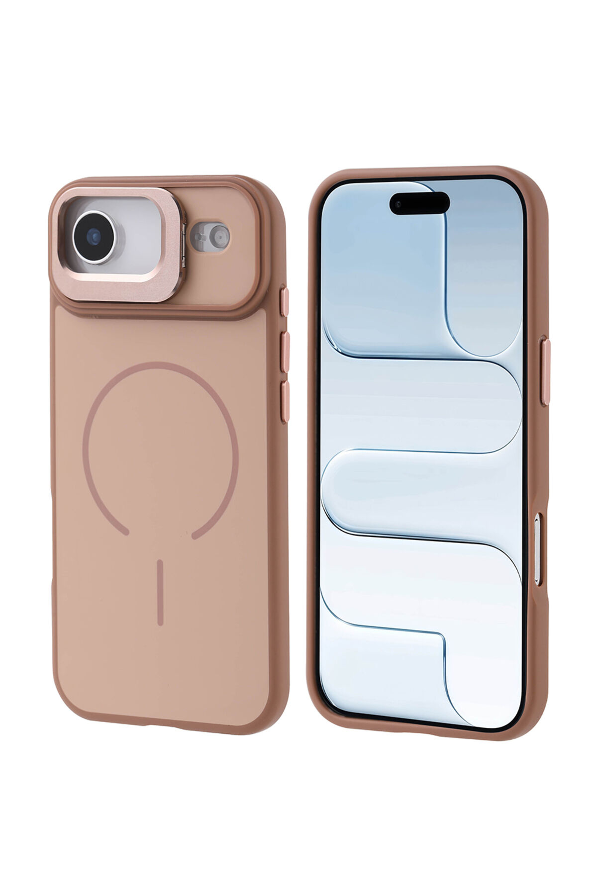 iPhone 17 Air Kılıf M-safe Şarj Özellikli Kamera Standlı Zore Notron Kapak - Siyah Altın