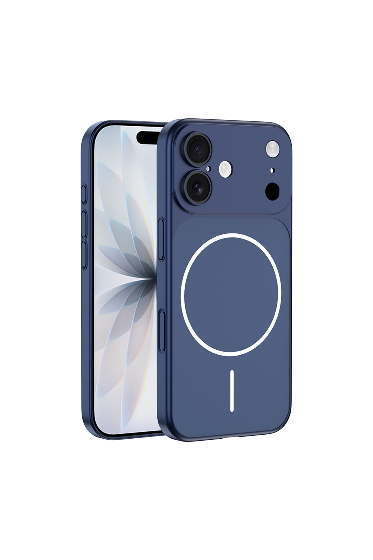 iPhone 16 Kılıf Zore M-Safe Şarj Özellikli Kamera Korumalı Spark Kapak - Mavi Mavi