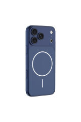 iPhone 16 Pro Kılıf Zore M-Safe Şarj Özellikli Kamera Korumalı Spark Kapak - Mavi Turuncu