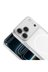 iPhone 16 Pro Kılıf Zore M-Safe Şarj Özellikli Kamera Korumalı Spark Kapak - Mavi Turuncu