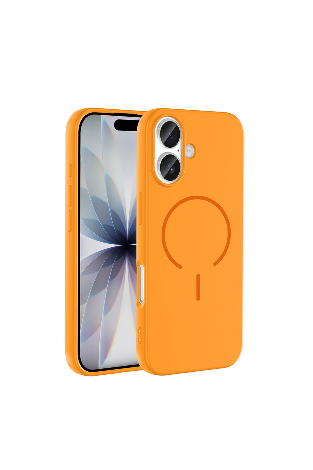 iPhone 17 Kılıf M-safe Şarj Özellikli Zore Meta Kapak - Lacivert Turuncu
