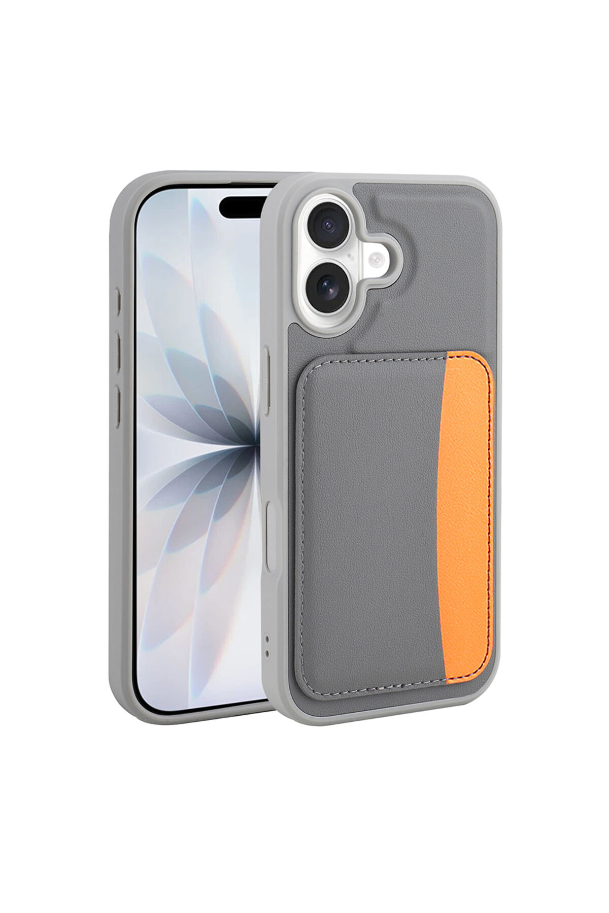 iPhone 16 Kılıf Kartlıklı Zore X-Kart Silikon Kapak - Koyu Gri Gri
