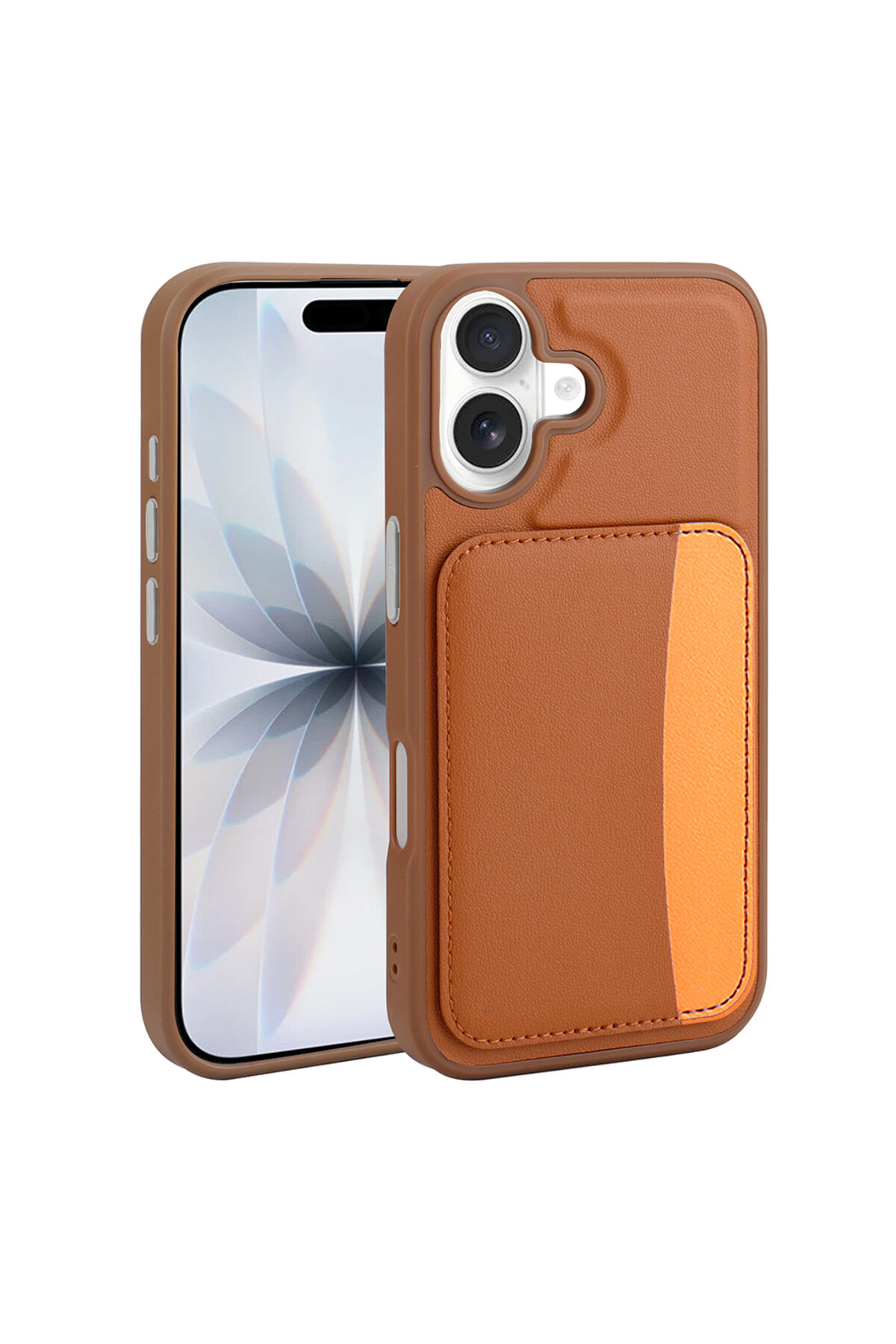 iPhone 16 Kılıf Kartlıklı Zore X-Kart Silikon Kapak - Koyu Gri Kahverengi