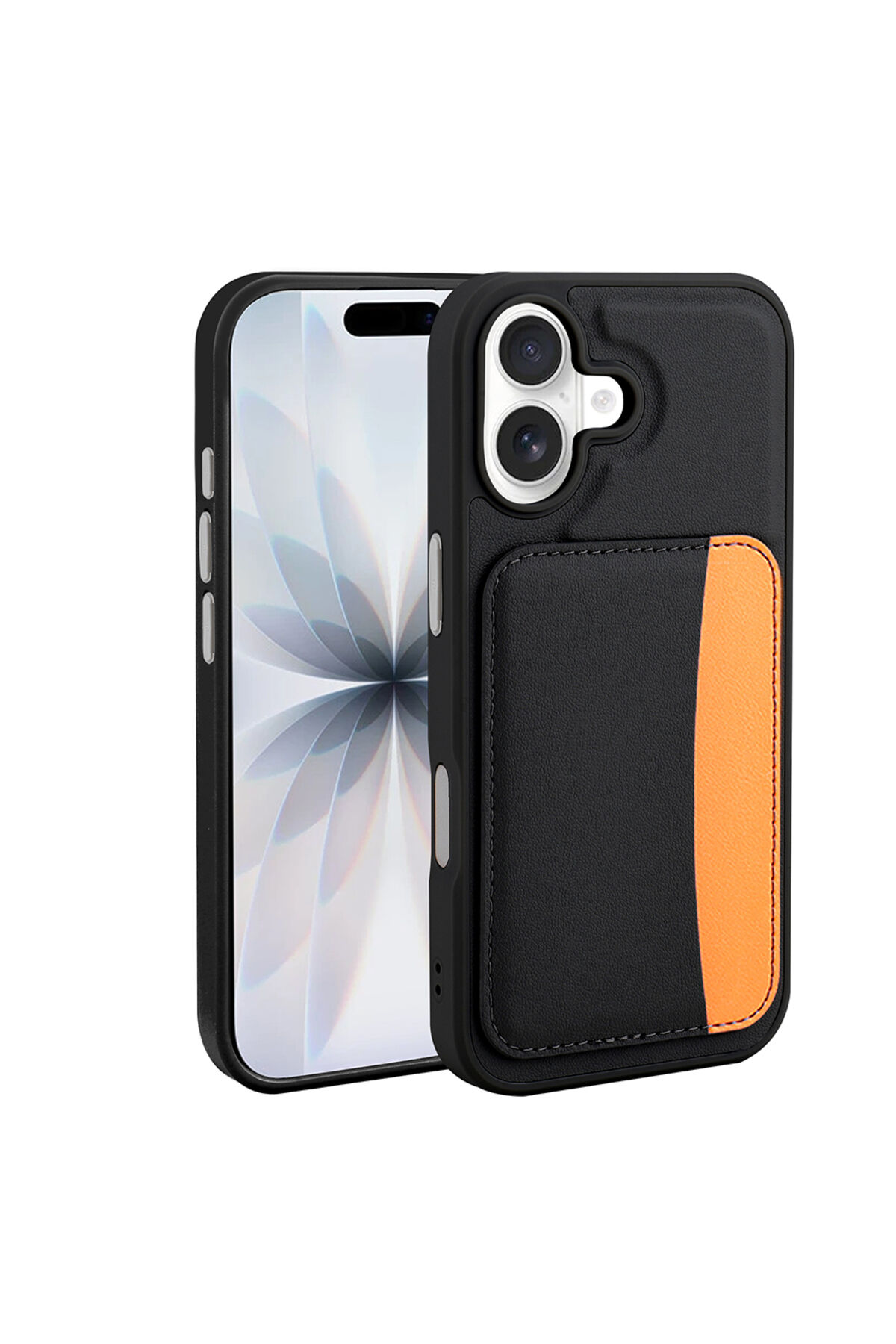 iPhone 16 Kılıf Kartlıklı Zore X-Kart Silikon Kapak - Koyu Gri Siyah