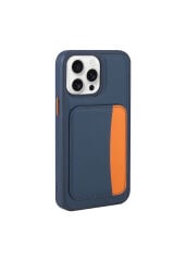 iPhone 16 Pro Kılıf Kartlıklı Zore X-Kart Silikon Kapak - Lacivert Lacivert