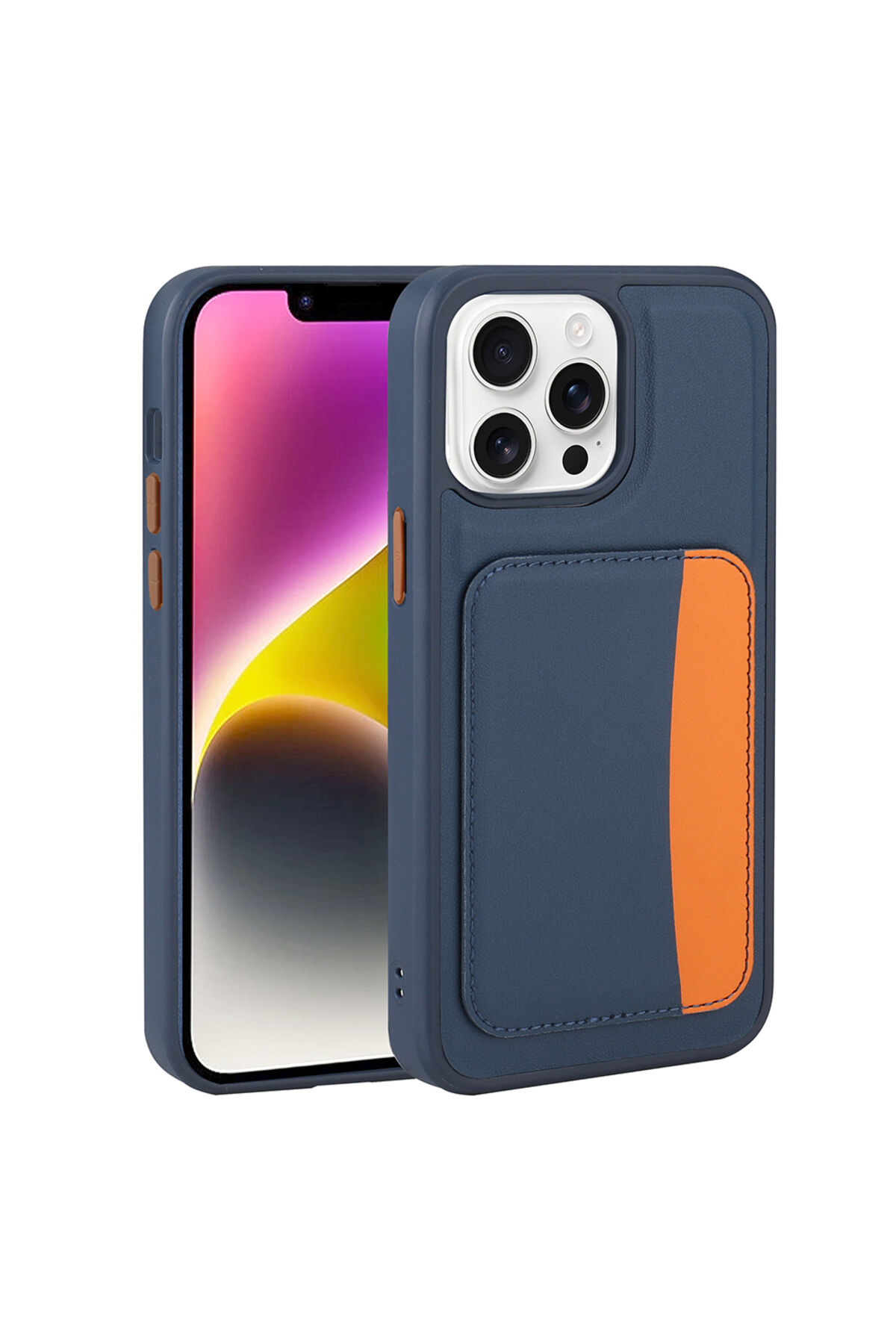 iPhone 16 Pro Kılıf Kartlıklı Zore X-Kart Silikon Kapak - Lacivert Lacivert