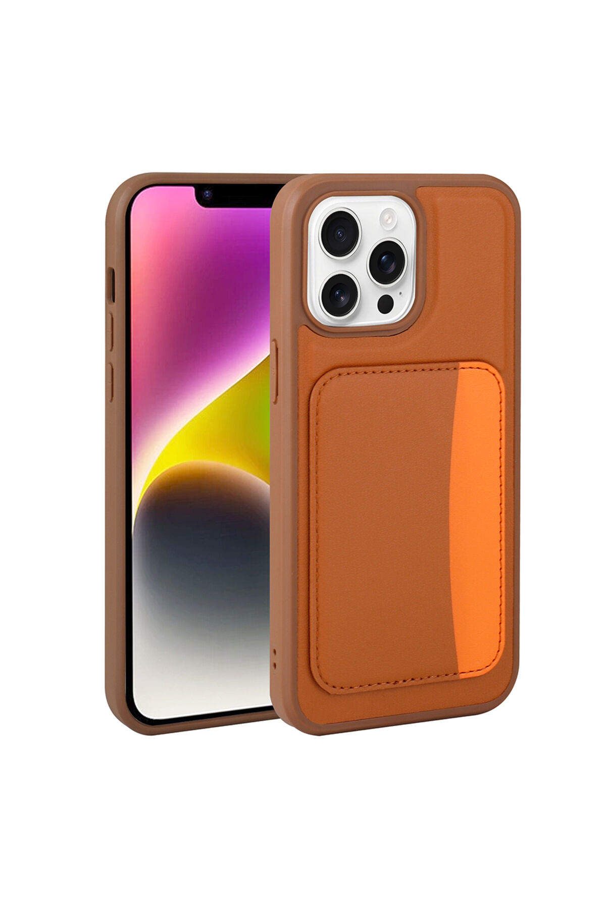 iPhone 16 Pro Kılıf Kartlıklı Zore X-Kart Silikon Kapak - Lacivert Kahverengi