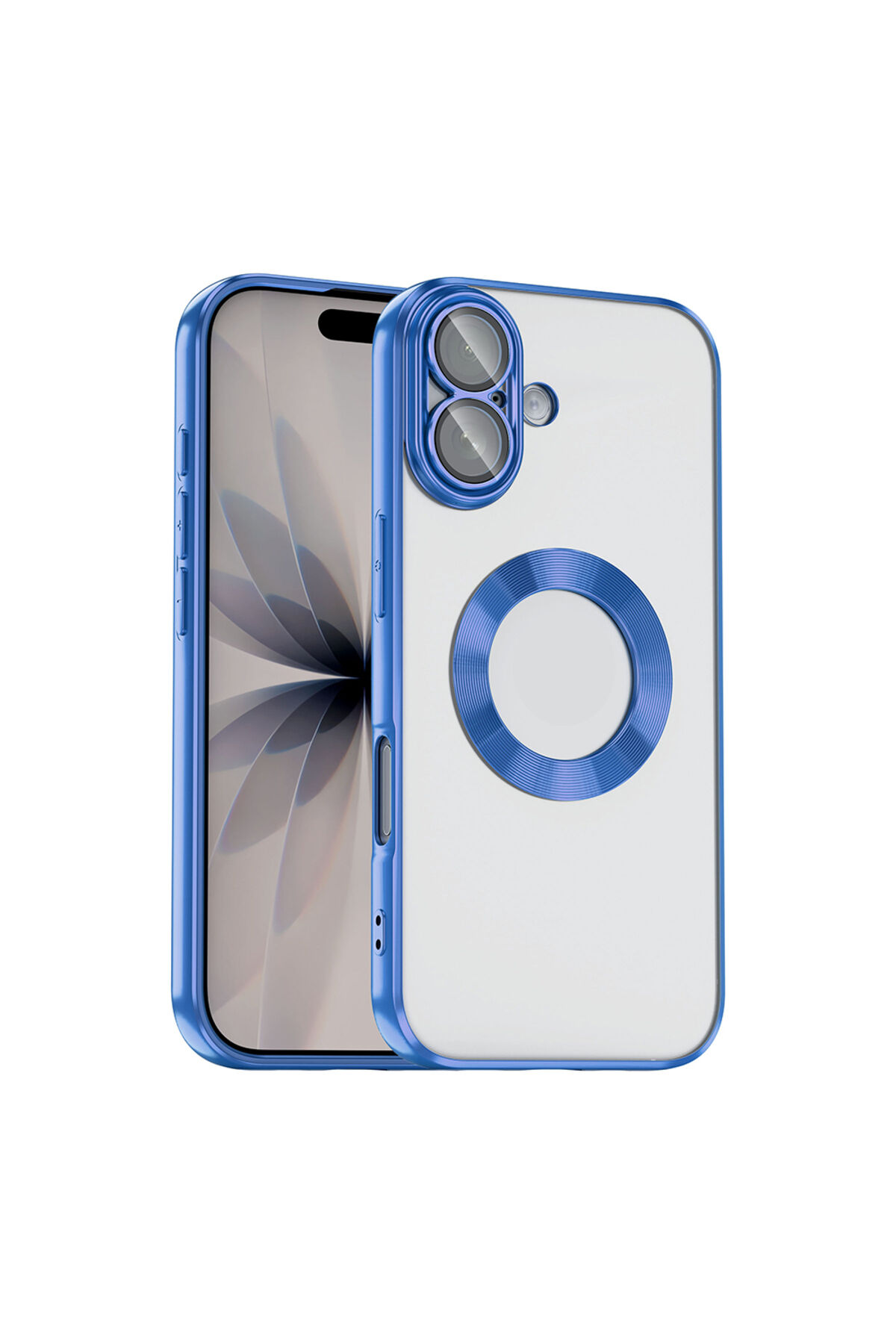 iPhone 17 Kılıf Kamera Korumalı Logo Gösteren Zore Omega Kapak - Turuncu Mavi
