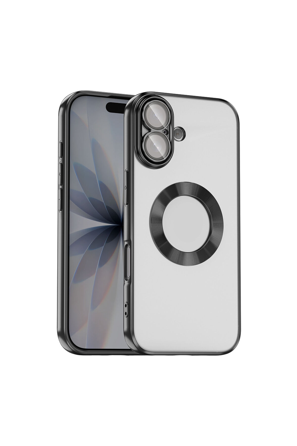 iPhone 17 Kılıf Kamera Korumalı Logo Gösteren Zore Omega Kapak - Turuncu Siyah