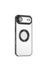 iPhone 17 Air Kılıf Kamera Korumalı Logo Gösteren Zore Omega Kapak - Turuncu Siyah