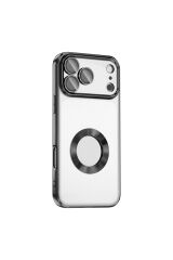 iPhone 17 Pro Kılıf Kamera Korumalı Logo Gösteren Zore Omega Kapak - Turuncu Mavi