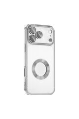 iPhone 17 Pro Kılıf Kamera Korumalı Logo Gösteren Zore Omega Kapak - Turuncu Gümüş
