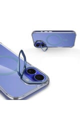 iPhone 17 Kılıf M-safe Şarj Özellikli Airbagli Kamera Standlı Zore Azor Kapak - Lacivert Lacivert