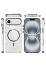 iPhone 17 Air Kılıf M-safe Şarj Özellikli Airbagli Kamera Standlı Zore Azor Kapak - Lacivert Lacivert