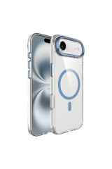 iPhone 17 Air Kılıf M-safe Şarj Özellikli Airbagli Kamera Standlı Zore Azor Kapak - Lacivert Gri
