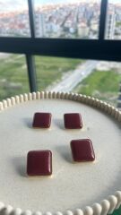 Taş Detaylı Kare Küpe
