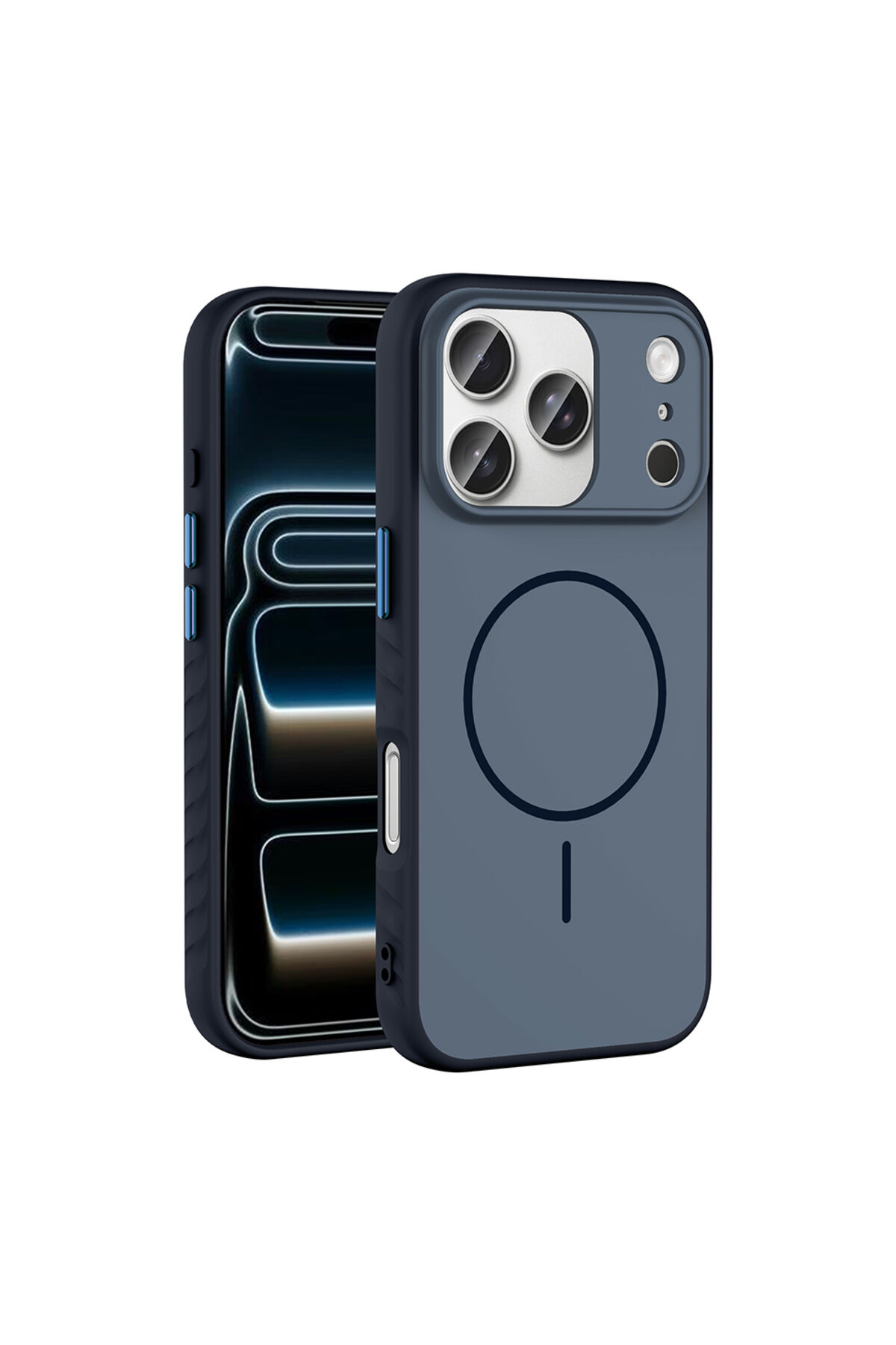 iPhone 17 Pro Kılıf M-safe Şarj Özellikli Zore Tea Kapak - Turuncu Lacivert