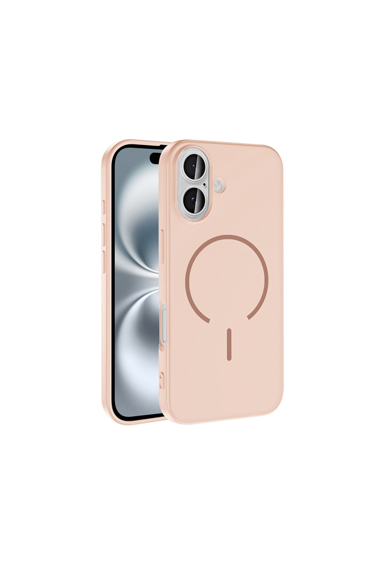 iPhone 16 Kılıf M-safe Şarj Özellikli Zore Meta Kapak - Rose Pembe Pembe