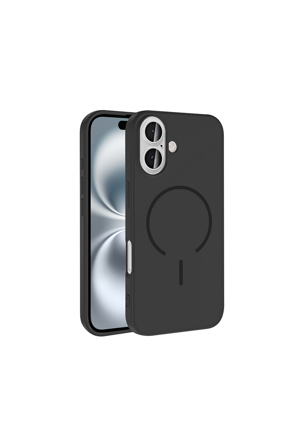 iPhone 16 Kılıf M-safe Şarj Özellikli Zore Meta Kapak - Rose Pembe Siyah