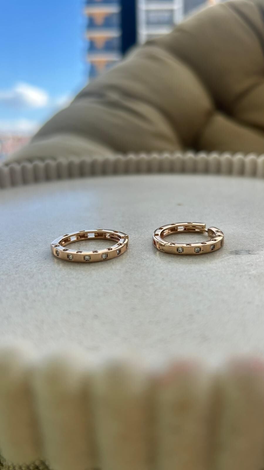 Xuping Zirkon Taşlı Halka Küpe Rose Gold