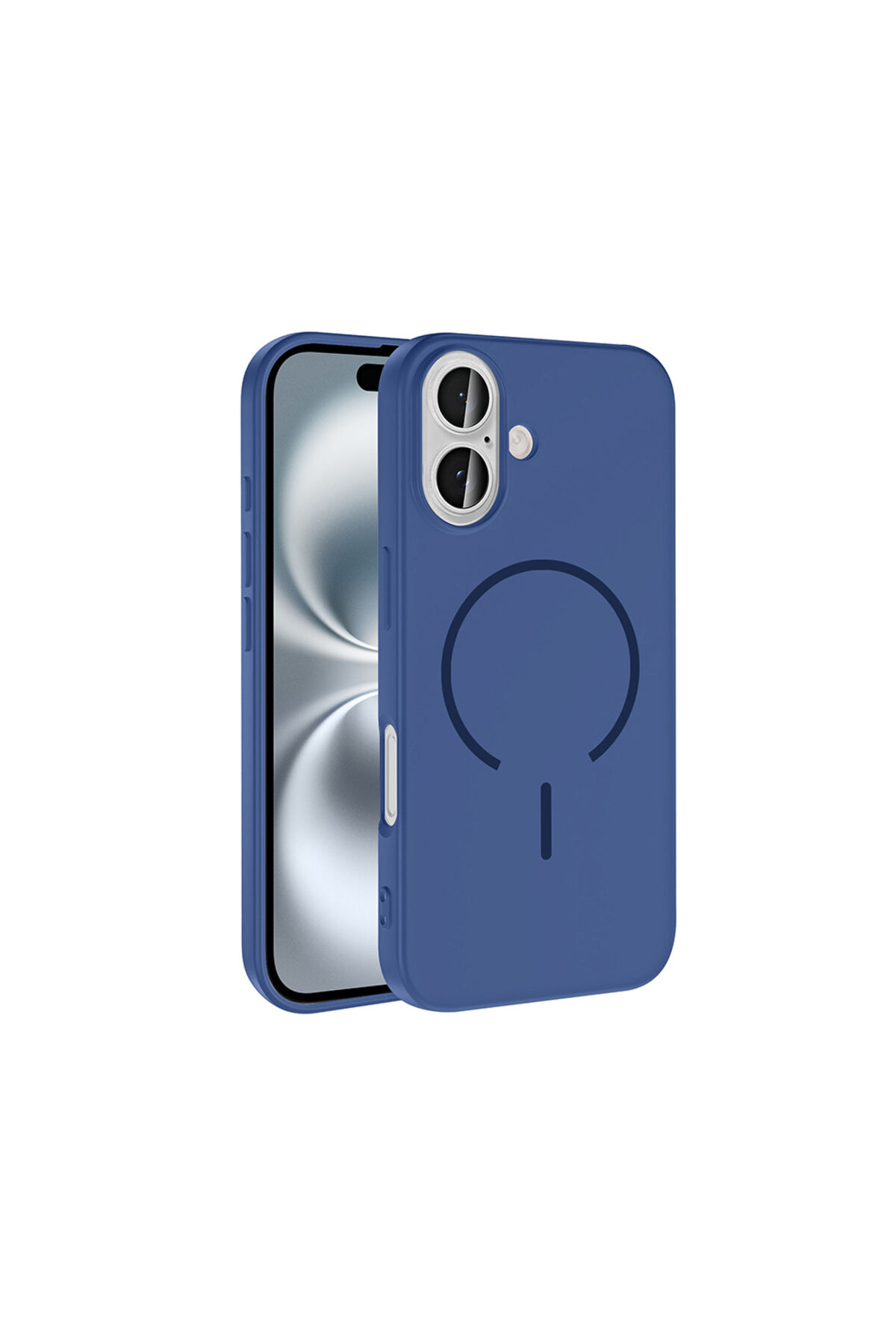 iPhone 16 Kılıf M-safe Şarj Özellikli Zore Meta Kapak - Rose Pembe Lacivert