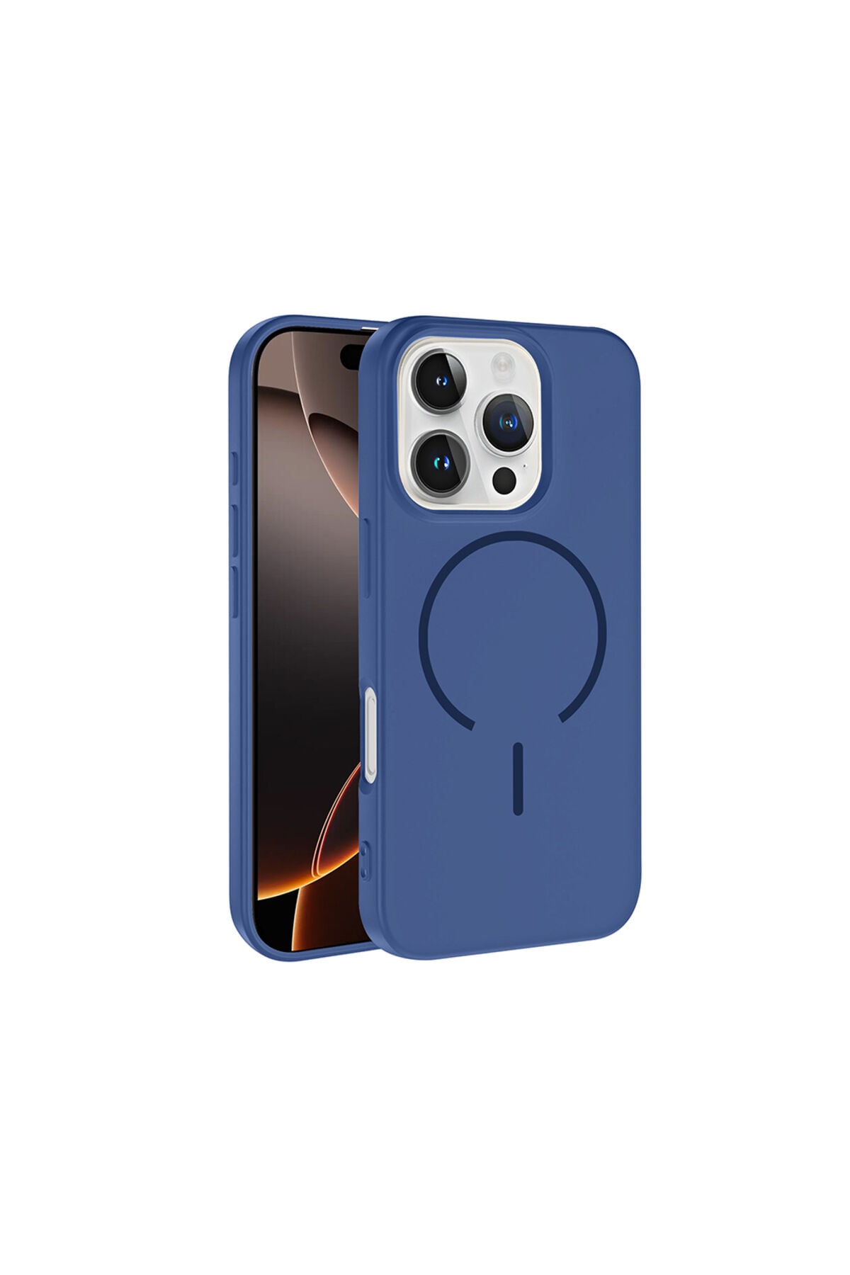iPhone 16 Pro Kılıf M-safe Şarj Özellikli Zore Meta Kapak - Lacivert Lacivert