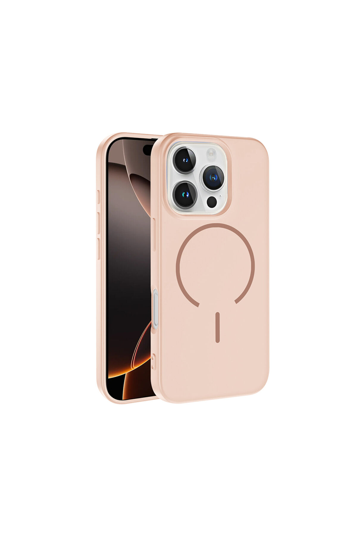iPhone 16 Pro Kılıf M-safe Şarj Özellikli Zore Meta Kapak - Lacivert Pembe