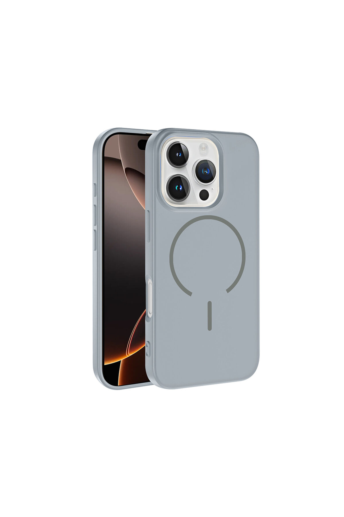 iPhone 16 Pro Kılıf M-safe Şarj Özellikli Zore Meta Kapak - Lacivert Gri
