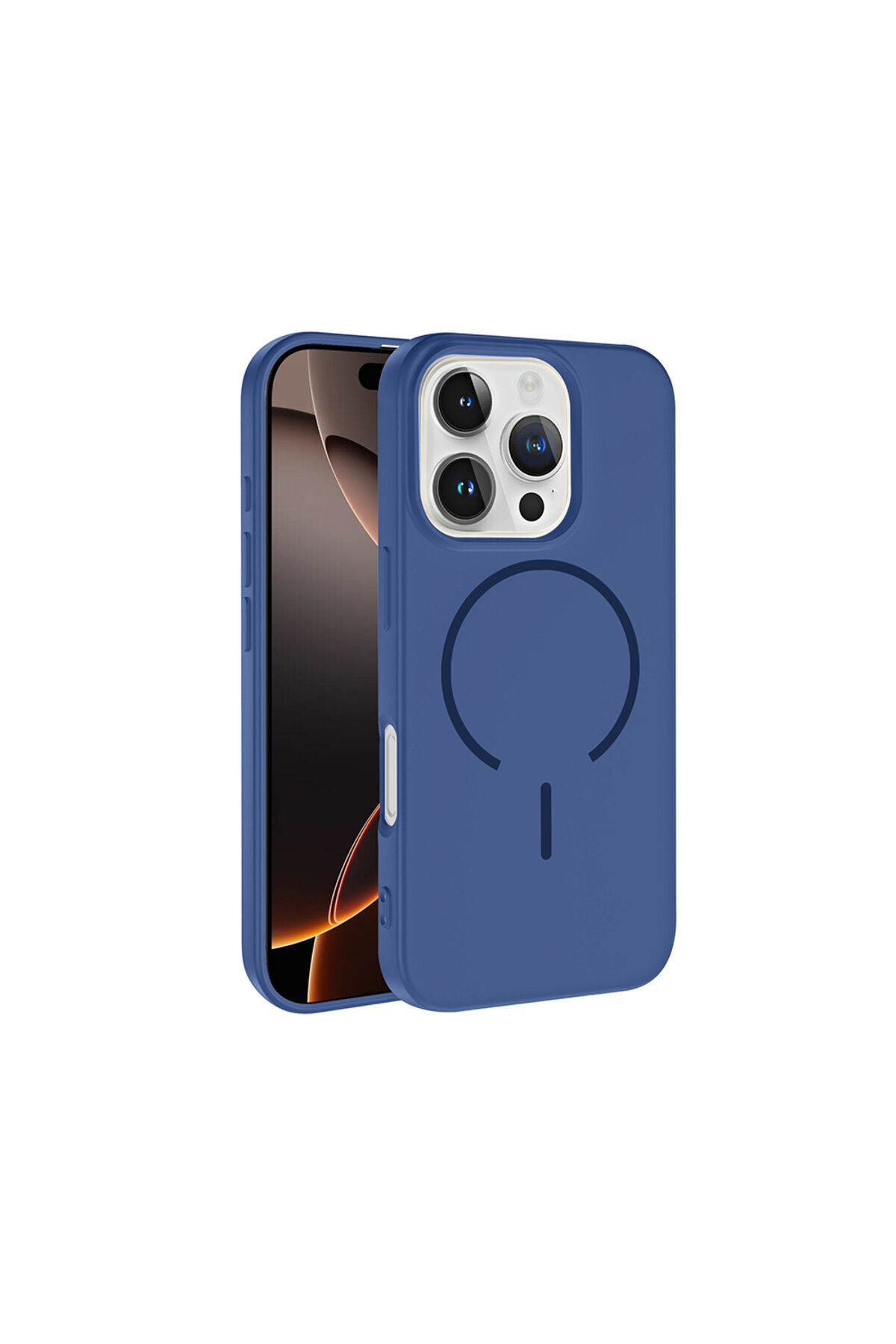 iPhone 16 Pro Max Kılıf M-safe Şarj Özellikli Zore Meta Kapak - Lacivert Lacivert