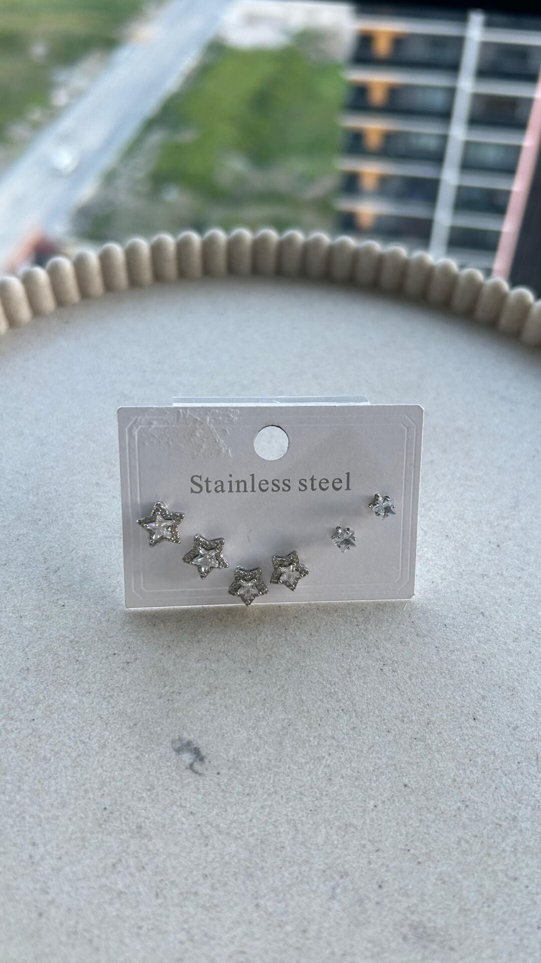 Yıldız Taşlı Küpe Seti Silver