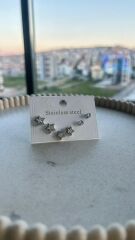 Yıldız Taşlı Küpe Seti Silver