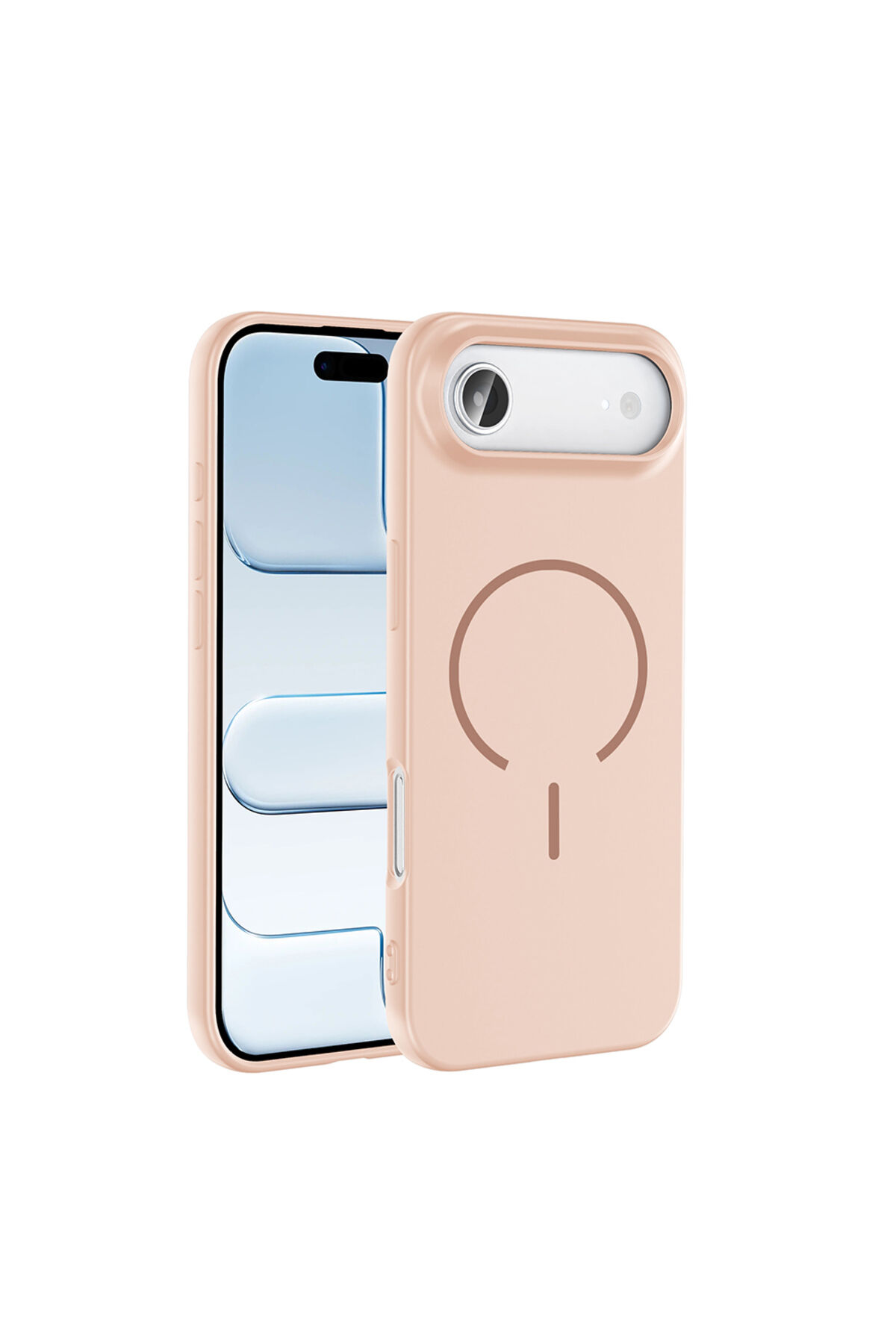 iPhone 17 Air Kılıf M-safe Şarj Özellikli Zore Meta Kapak - Siyah Pembe