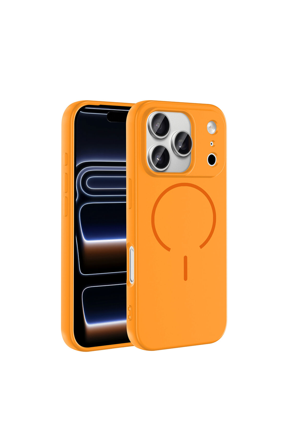 iPhone 17 Pro Kılıf M-safe Şarj Özellikli Zore Meta Kapak - Turuncu Turuncu