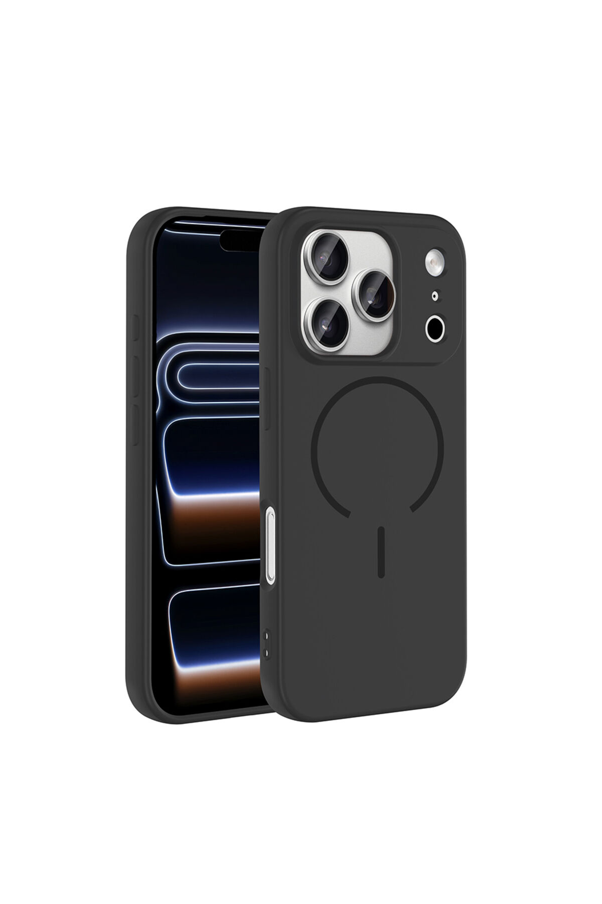 iPhone 17 Pro Kılıf M-safe Şarj Özellikli Zore Meta Kapak - Turuncu Siyah