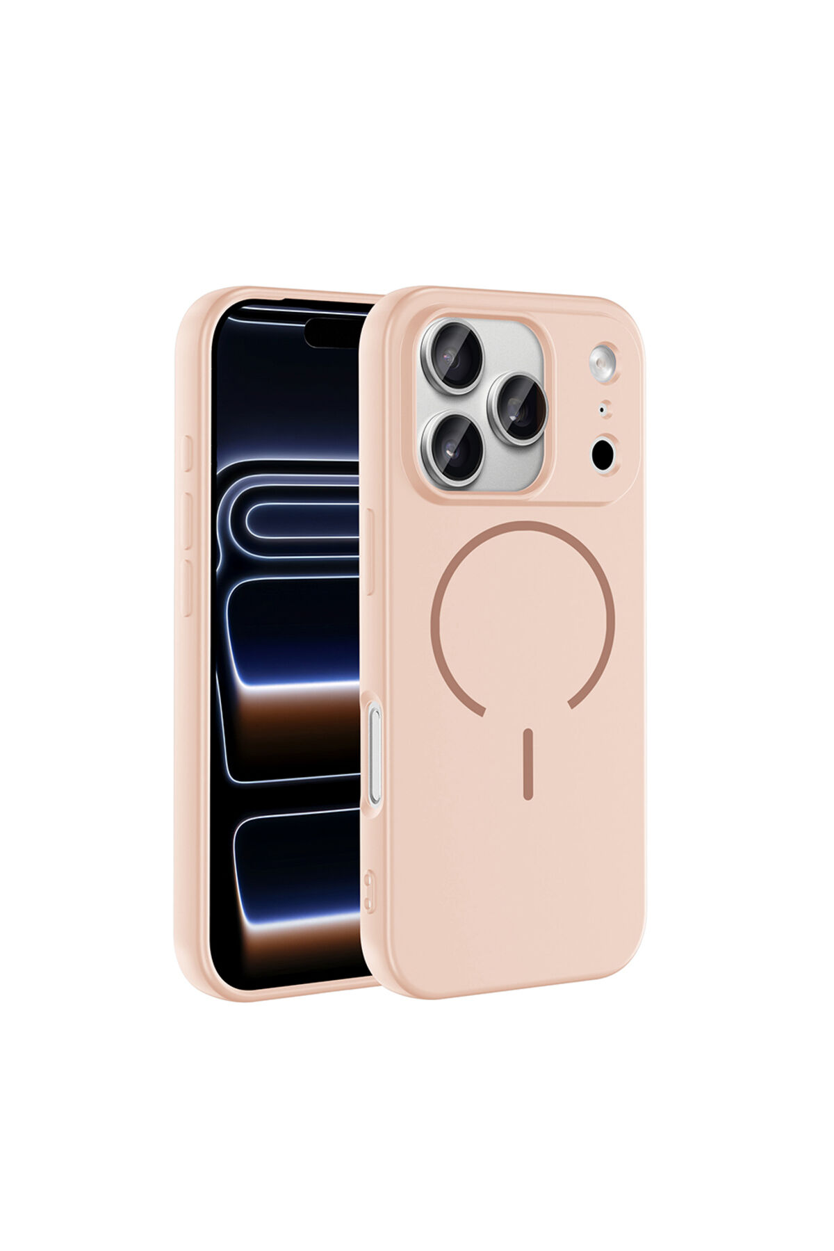 iPhone 17 Pro Kılıf M-safe Şarj Özellikli Zore Meta Kapak - Turuncu Pembe