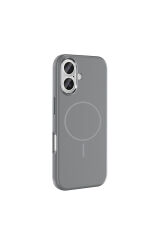 iPhone 16 Kılıf M-Safe Şarj Özellikli Metal Kamera Çerçeveli Zore Edi Silikon Kapak - Titanyum-Gri Gri