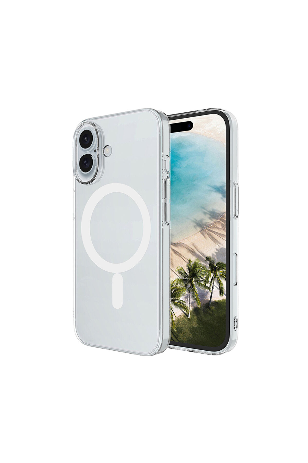 iPhone 16 Plus Kamera Korumalı M-Safe Şarj Özellikli Şeffaf Zore London Silikon Kapak - Şeffaf Şeffaf