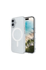 iPhone 16 Plus Kamera Korumalı M-Safe Şarj Özellikli Şeffaf Zore London Silikon Kapak - Şeffaf Şeffaf